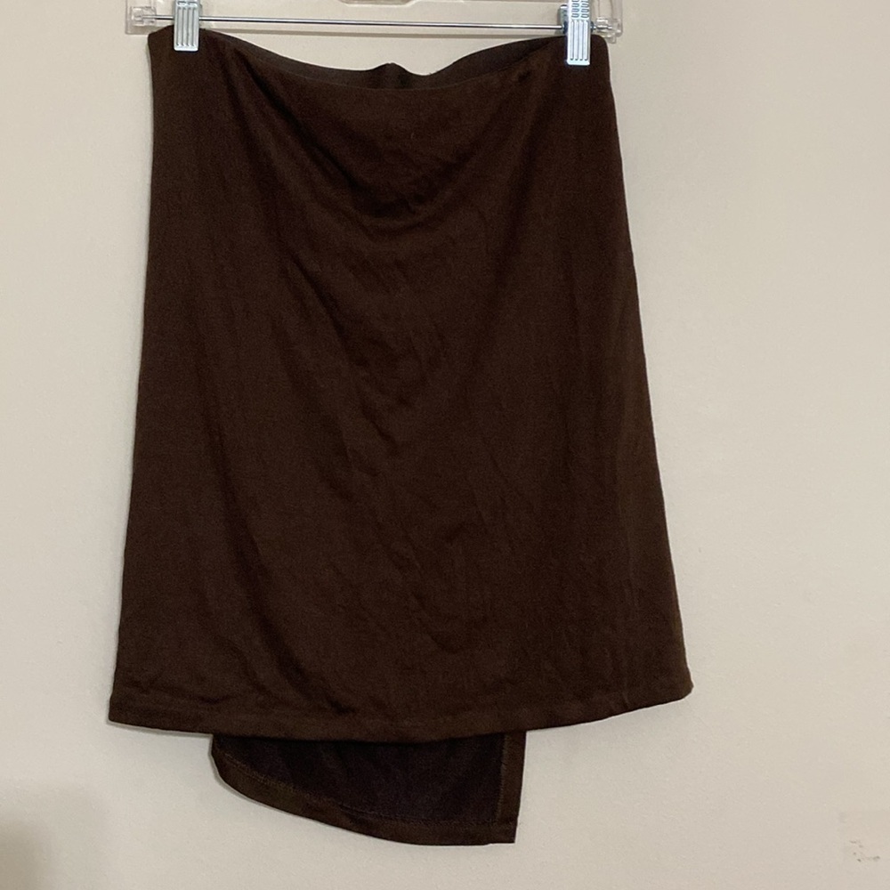 Vince Falda fruncida Brown Women Skirt S asymmetrical pull on elastic event Y2K - Picture 4 of 9